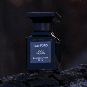 A bottle of our perfume, Tom Ford Oud Wood.
