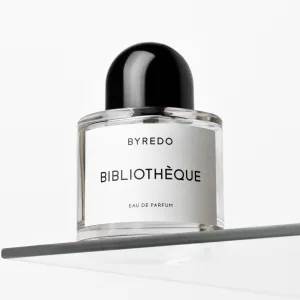Bottle of Byredo niche fragrance.